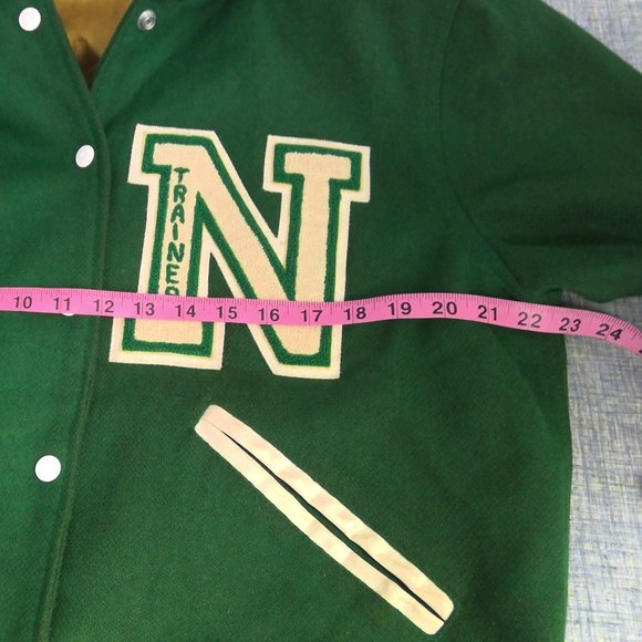 Vintage Kaye Bros. Green Custom Letterman Jacket Wool - Picture 9 of 11